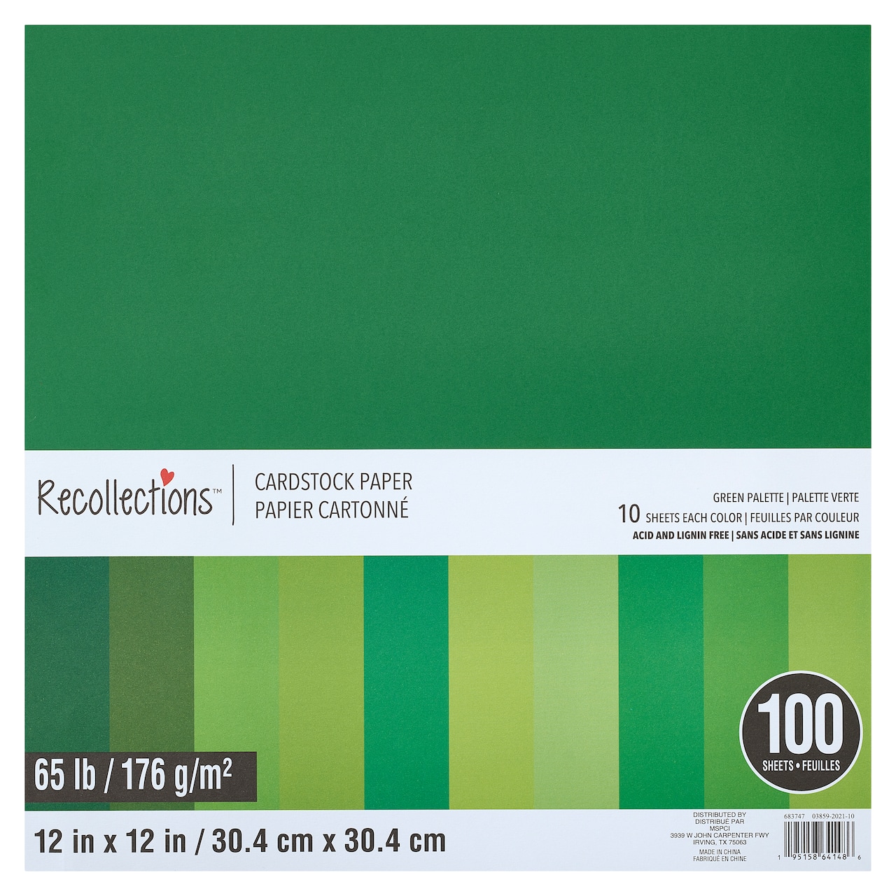 Green Palette 12" x 12" Cardstock Paper by Recollections™, 100 Sheets